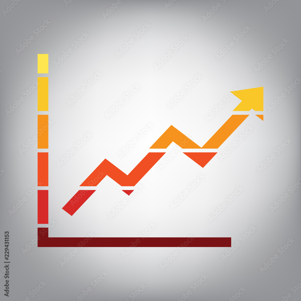 Growing bars graphic sign. Vector. Horizontally sliced icon with Growing bars graphic sign. Vector. Horizontally sliced icon with