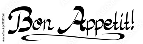 Bon Appetit vector logo calligraphy