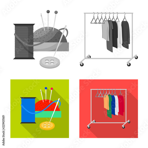 Vector illustration of laundry and clean sign. Set of laundry and clothes vector icon for stock.