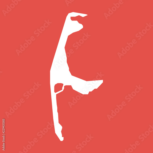 Sylt, Umriss, Landkarte - Icon, Symbol, Piktogramm, grafisches Element - Fläche - weiß - Hintergrund rot - Vektor