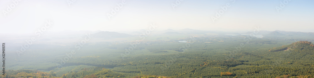 Landscape of czech autumnal Machuv kraj region on 13th october 2018