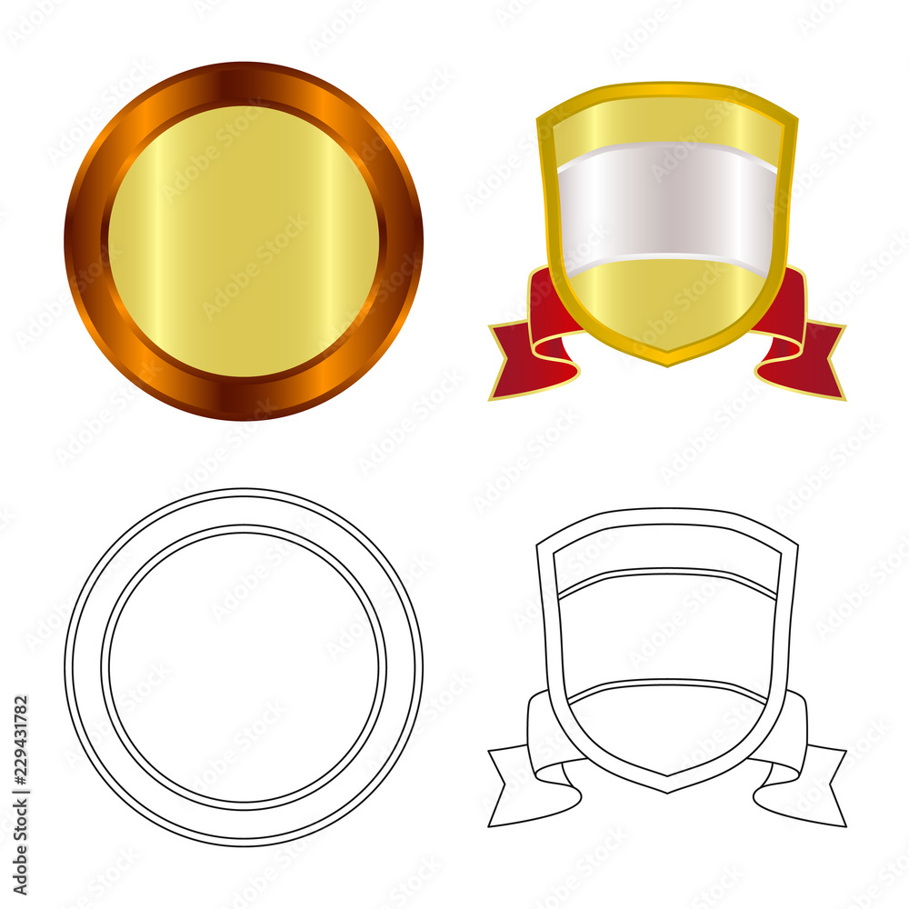 Vector design of emblem and badge symbol. Collection of emblem and sticker stock symbol for web. Vector design of emblem and badge symbol. Collection of emblem and sticker stock symbol for web.