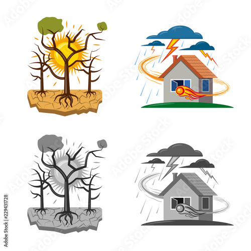 Vector design of natural and disaster sign. Collection of natural and risk vector icon for stock.