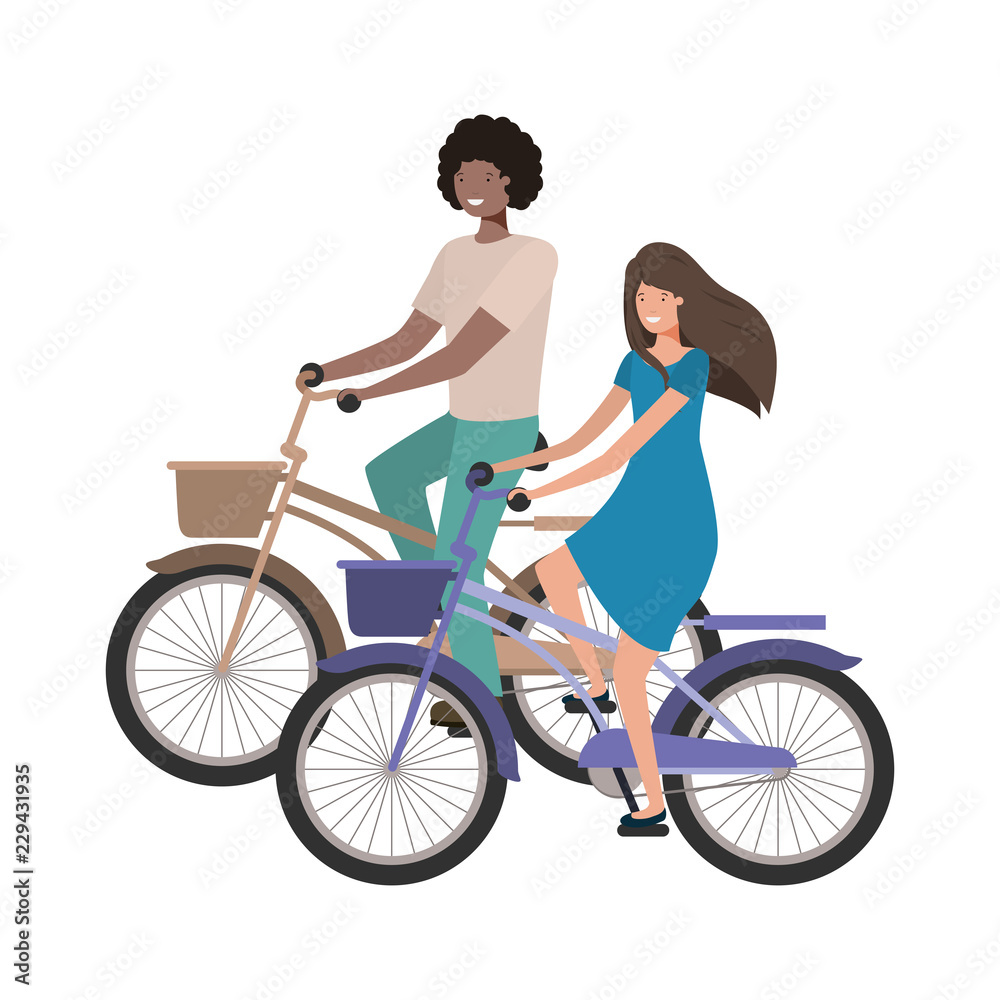 couple with bicycle avatar character couple with bicycle avatar character