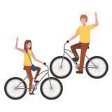 couple with bicycle avatar character