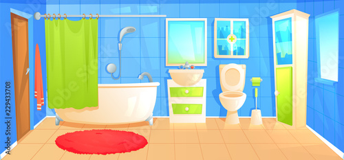 Bathroom design interior room with ceramic furniture background template. 