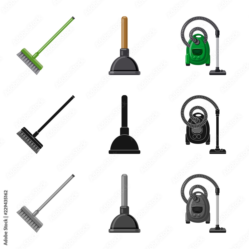 Naklejka premium Isolated object of cleaning and service icon. Collection of cleaning and household stock symbol for web.