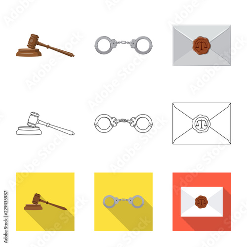 Isolated object of law and lawyer symbol. Set of law and justice vector icon for stock.