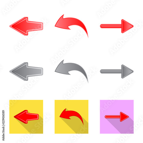 Vector design of element and arrow symbol. Set of element and direction vector icon for stock.