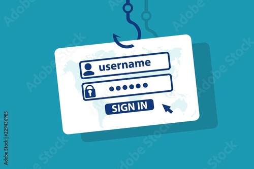 Hook holding username and password on it photo