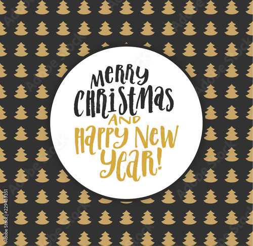 Merry Christmas nad happy new year hand lettering inscription