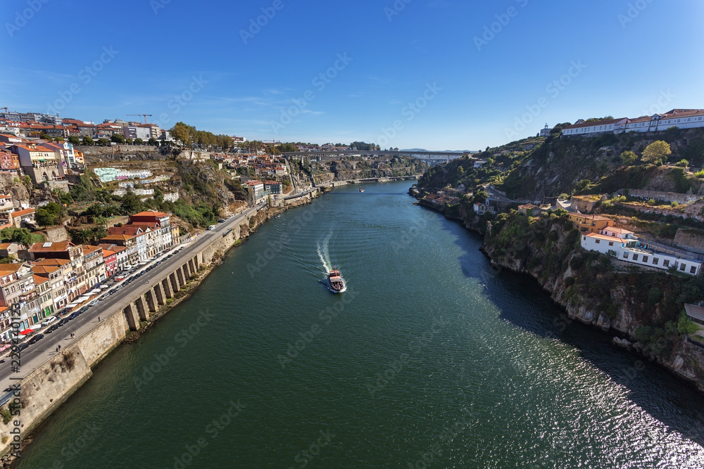 The Douro River through the Portuguese city of Porto.