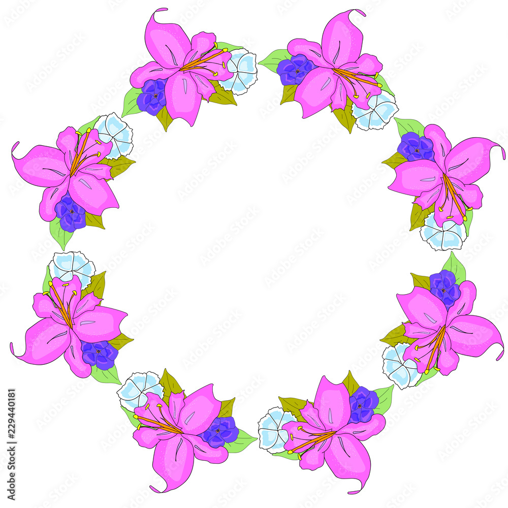 Floral wreath for greeting cards.