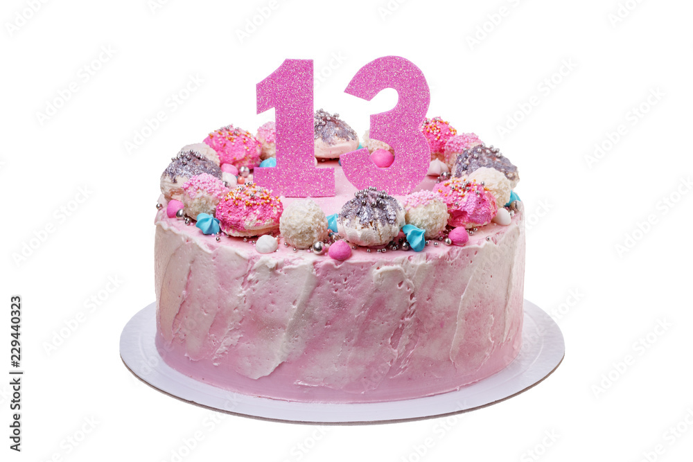 25 Baby Girl First Birthday Cake Ideas : Pink Cake Topped with Teddy &  Clear Lollipops
