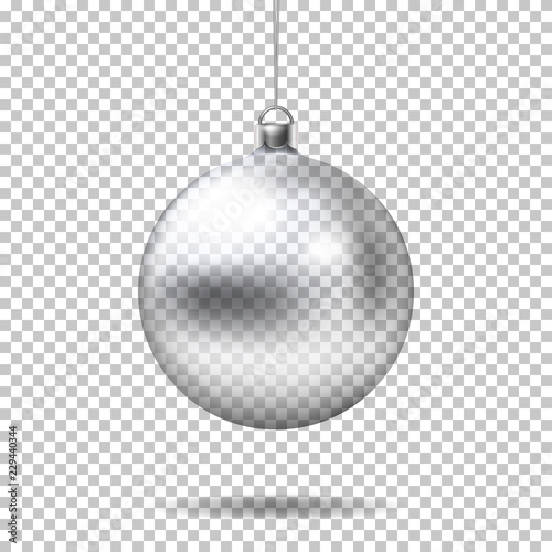 Transparent realistic christmas ball, isolated.