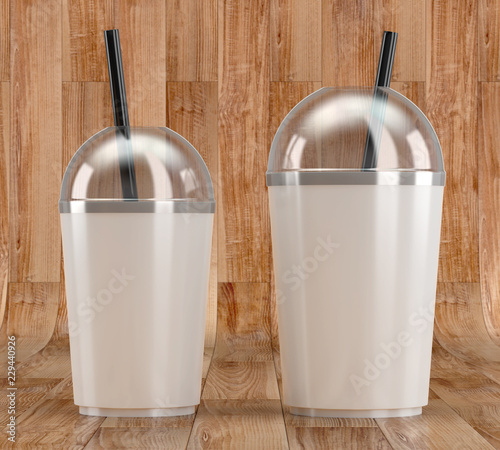 3d render of a plastic cup with straw and lid