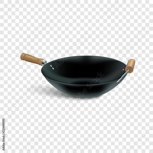 Fry pan icon. Realistic illustration of fry pan vector icon for web design on transparent background for web