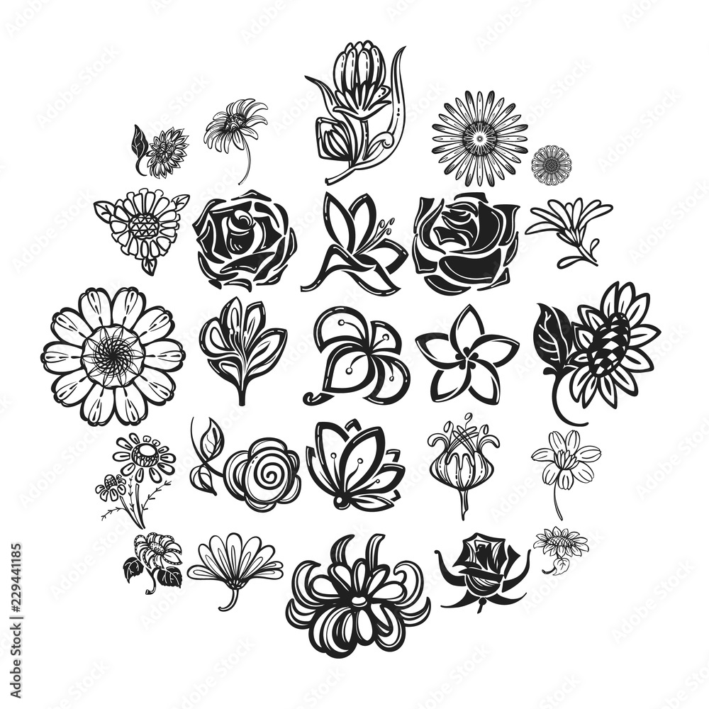 Flower icon set. Simple set of flower vector icons for web design isolated on white background Flower icon set. Simple set of flower vector icons for web design isolated on white background