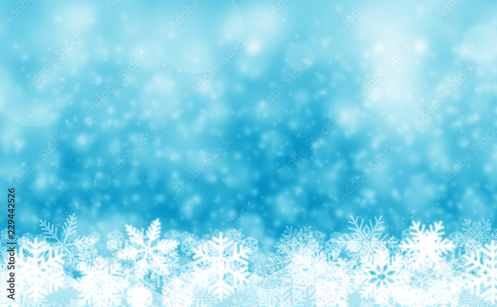 blue christmas background snow and snowflake illustration  -