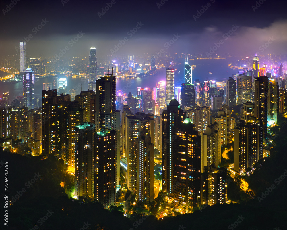 Fototapeta premium Hong Kong skyscrapers skyline cityscape view