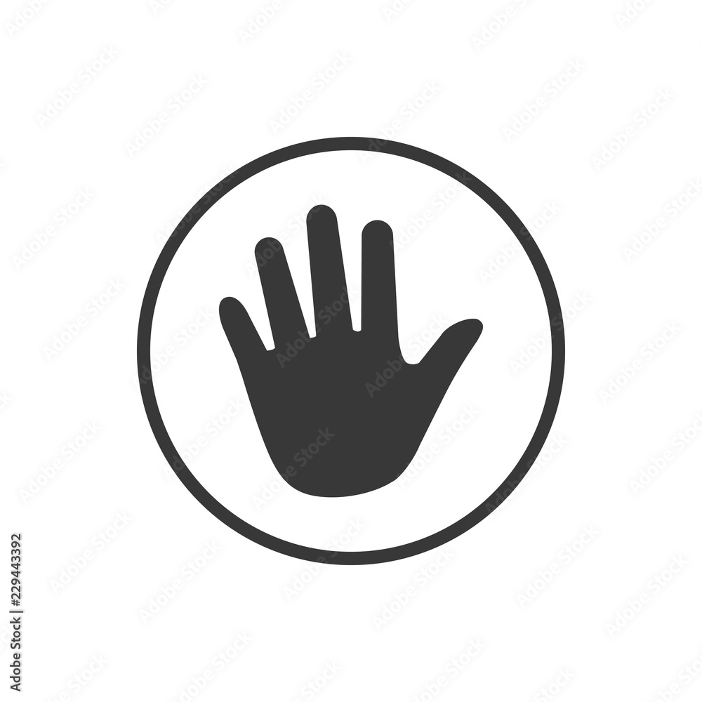 Hand icon in circle . Vector illustration isolated on white background Hand icon in circle . Vector illustration isolated on white background