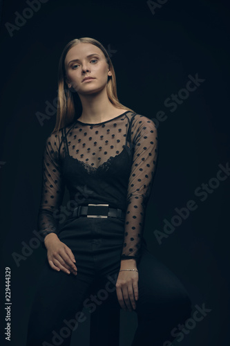 Pretty girl on a dark background