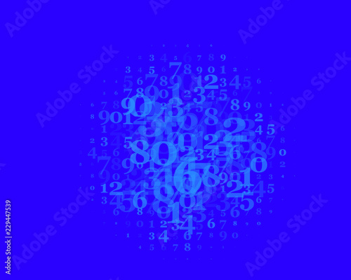 Random numbers 0 and 9. Background in a matrix style. Binary code pattern with digits on screen, falling character.