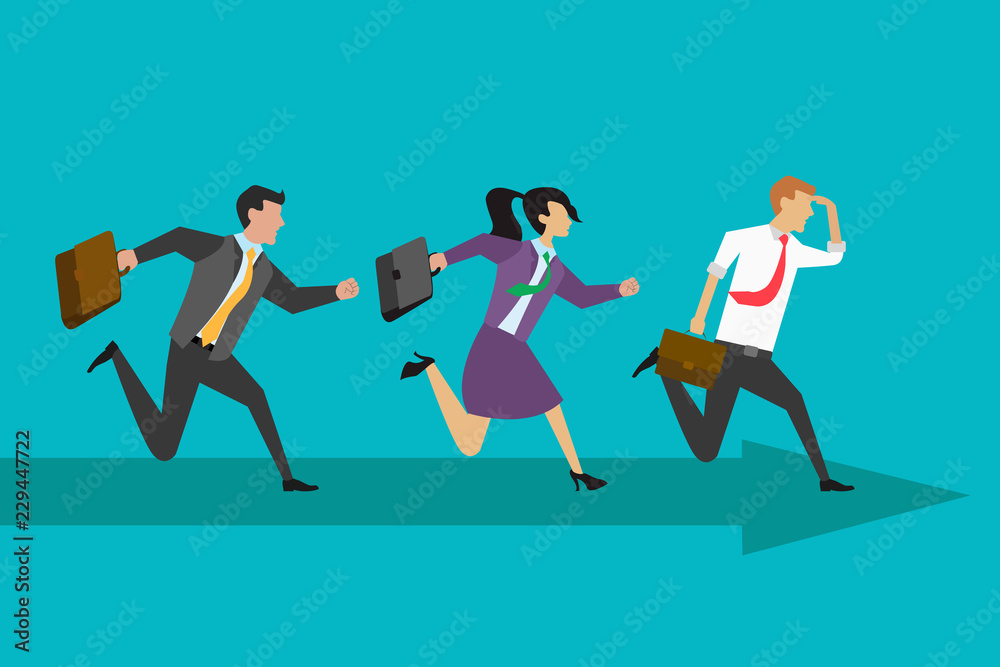 Group of businesspeople running in rivalry Group of businesspeople running in rivalry