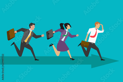 Group of businesspeople running in rivalry