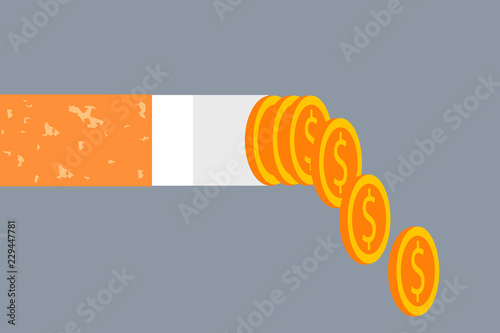 Cigarette made of dollar coins