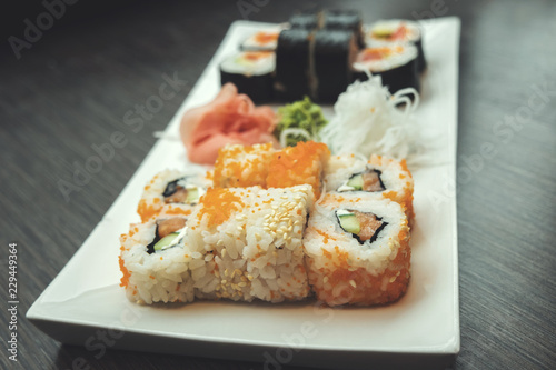 Fresh sushi on a plate