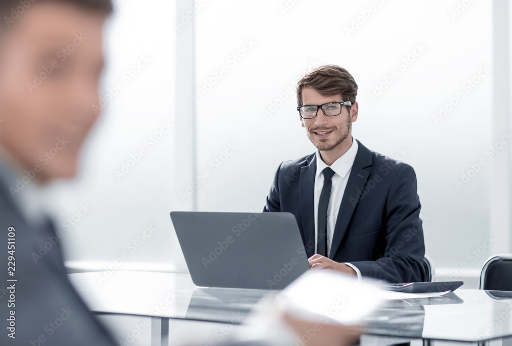 © ASDF - businessman in suit in office using tablet © ASDF - businessman in suit in office using tablet