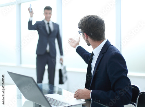 businessman greet their colleague