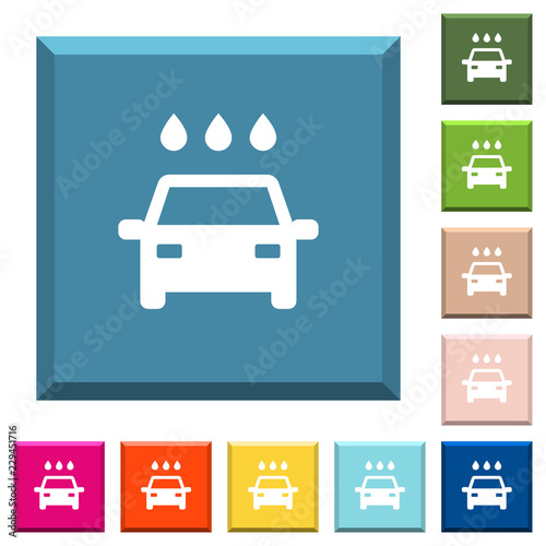 Car wash white icons on edged square buttons