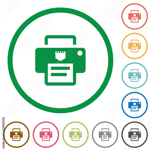 IP printer flat icons with outlines