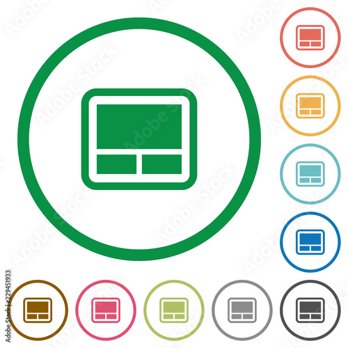 Laptop touchpad flat icons with outlines