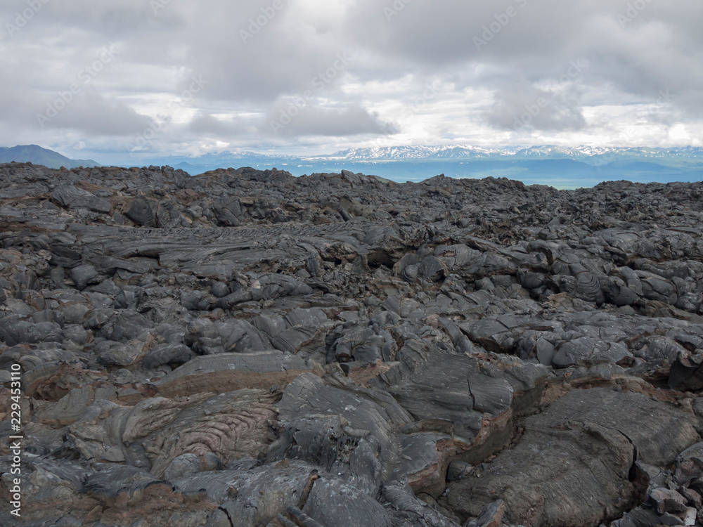 surface of the cooled lava flow of Tolbachik volcano