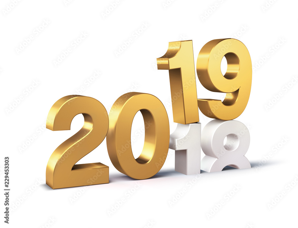Gold 2019 New Year beginning symbol Gold 2019 New Year beginning symbol