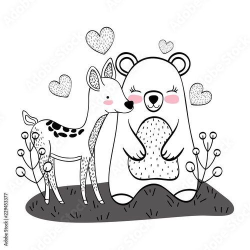 Wild bear and deer cartoons