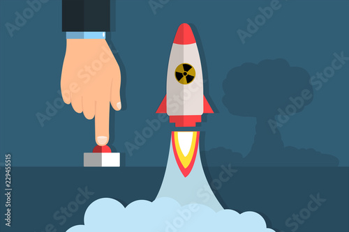 Hand pressing nuclear button