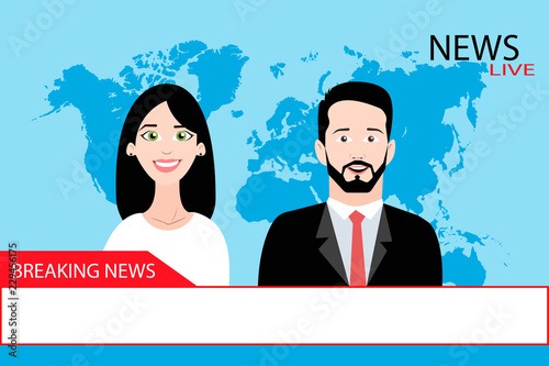 Cheerful newscasters on air