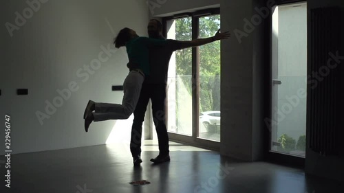 Wallpaper Mural Happy excited couple at their new home, super slow motion 240fps Torontodigital.ca