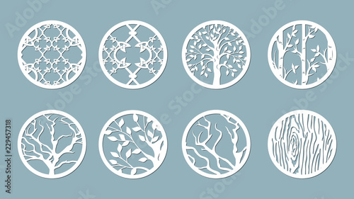 panel for registration of the decorative surfaces. Abstract circles, balls. Vector illustration of a laser cutting. Plotter cutting and screen printing.