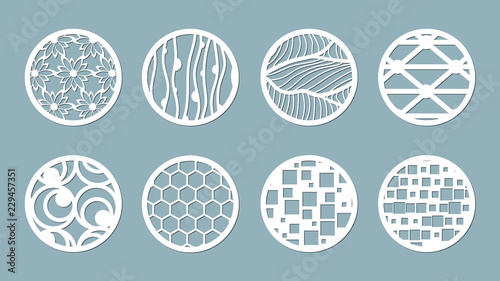 panel for registration of the decorative surfaces. Abstract circles, balls. Vector illustration of a laser cutting. Plotter cutting and screen printing.