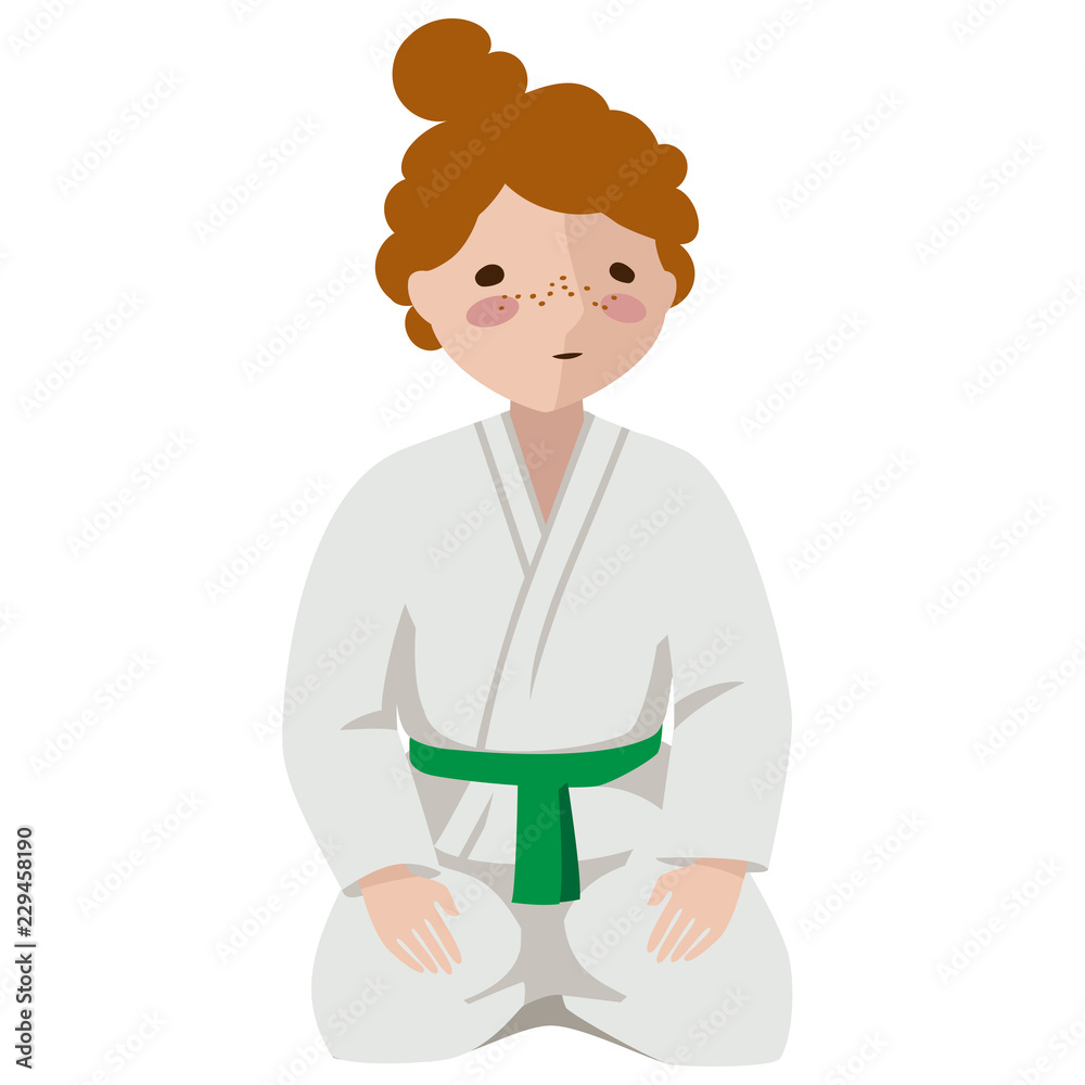 Vector illustration of a child in uniform. Suitable for oriental martial arts such as aikido, judo, karate, jiu-jitsu, bodo
