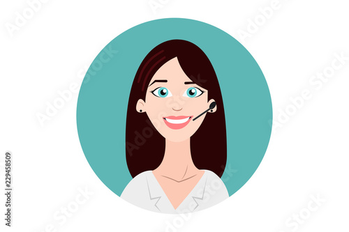 Cheerful woman with headset
