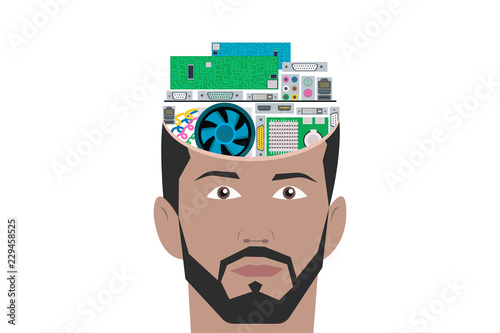 Head with PC parts inside