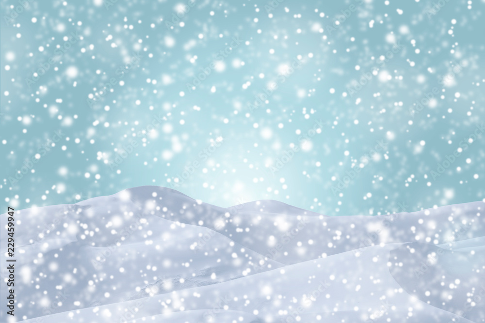 WINTER SNOW COVERED LANDSCAPE WITH SNOW FALLING WINTER SNOW COVERED LANDSCAPE WITH SNOW FALLING
