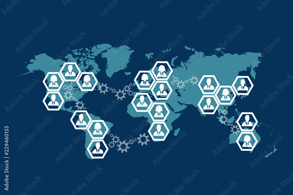 World map and connected people World map and connected people