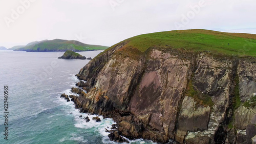 Aerial view over Dunmore Head at Dingle Peninsula in Ireland